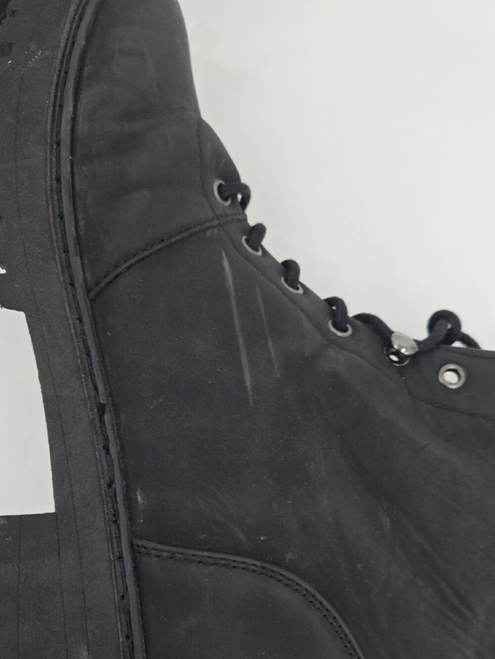 London Fog Matte Black Lace-Up Moto Combat Boots - Picture 4 of 7